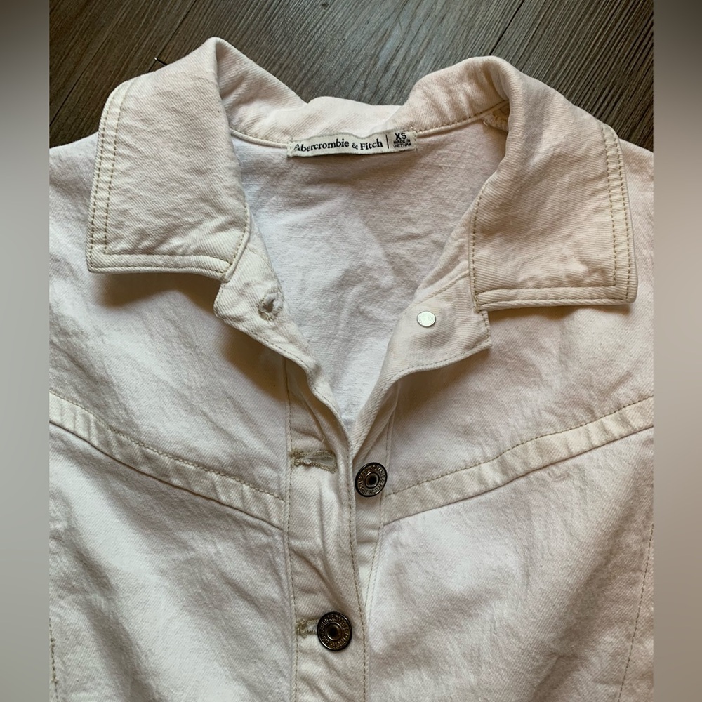 A&F Cream Button-Up Dress - Picture 2 of 10